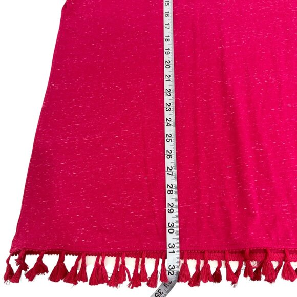 JMS Womens Plus Size 4X Pink Magenta Tunic Top With Fringe Tazzel Hem - Picture 6 of 12
